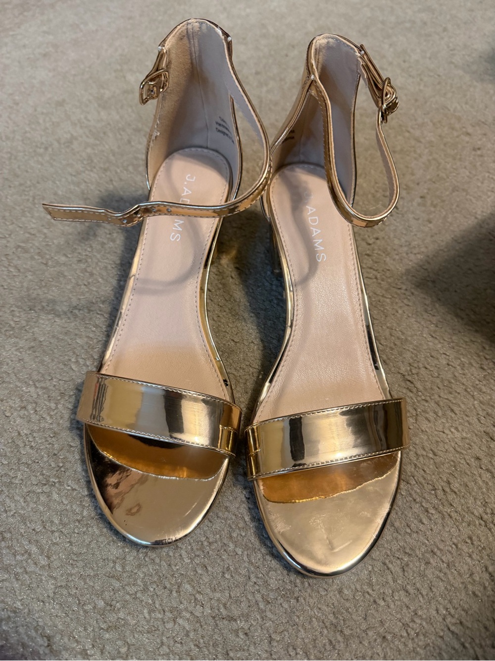 J. Adams Metallic Rose Gold Ankle-Strap Women's Daisy Sandals
